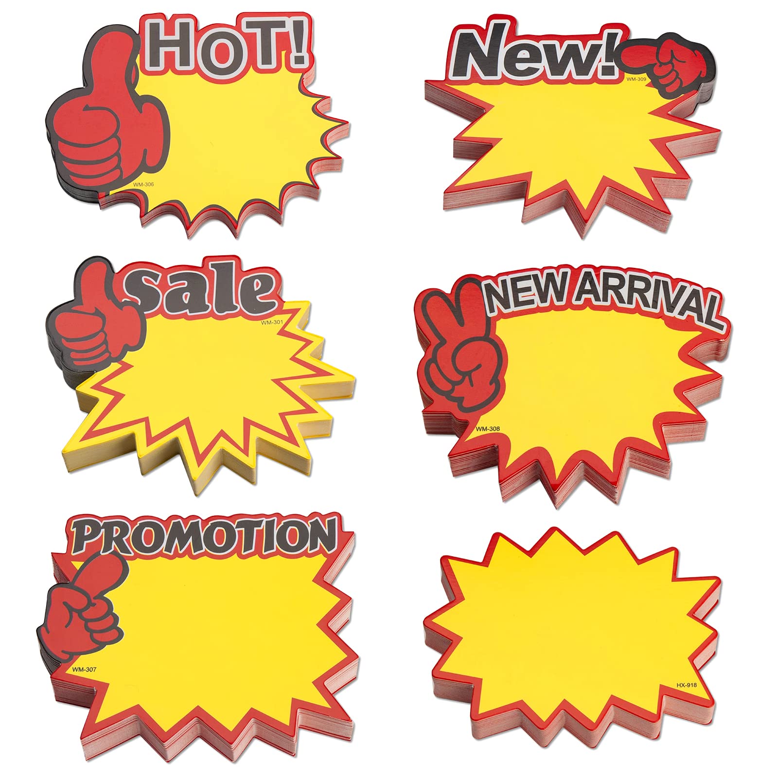 300 Pieces Starburst Signs Assorted Display Price Tags - Blank Star Shape Retail Sale Sign Paper for Business, Store, Garage & Yard Sales - Perfect for Pricing, Promotions & Clearance Events
