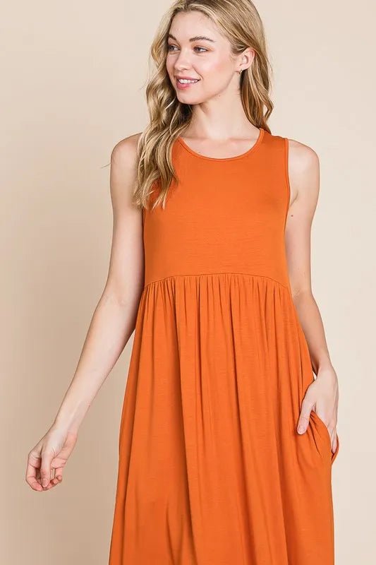 BOMBOM Women's Sleeveless Maxi Dress with Pockets - Summer Beach Dress, Casual Sundress for Vacations, Parties & Outdoor Events