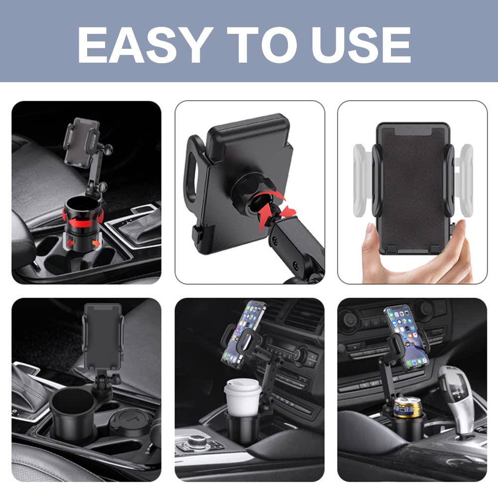 Universal Car Cup Holder Phone Mount - 360° Rotating Auto Stand for Phones & Drinks - Perfect for Road Trips & Commuting