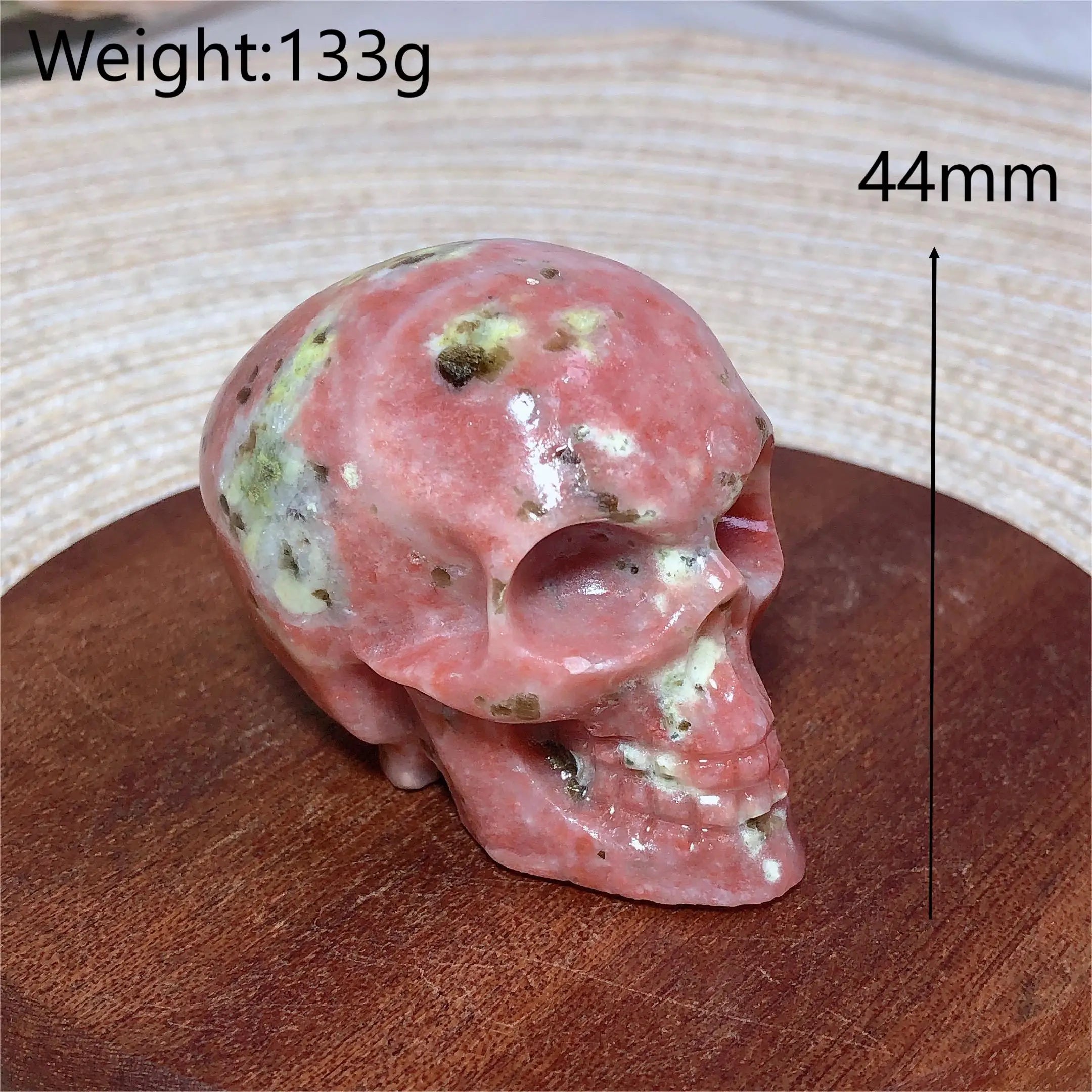 Natural Pink Moonstone & Green Tourmaline Skull Carving - Healing Crystal for Reiki Energy, Spiritual Decor & Home Protection - Perfect for Meditation, Yoga & Positive Energy Spaces