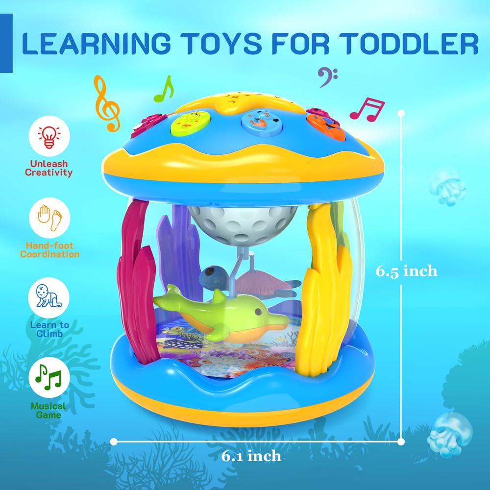 Best Baby Toys 6-12 Months - Musical Projector with Rotating Lights & Soothing Sounds, Interactive Tummy Time Toy for Infants 12-18 Months, Early Learning Educational Toy for Toddlers 1-3 Years - Perfect Birthday Gift for Boys & Girls (0-3-6-9-12-18 Months) | Ideal for Nursery Playtime, Sensory Development & Bedtime Relaxation