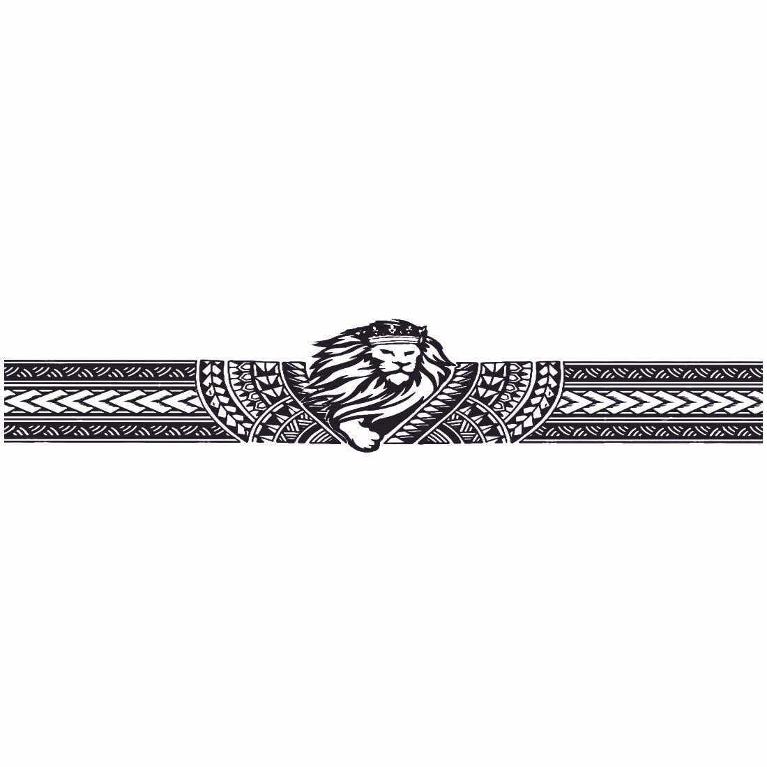 Lion Striped Design Temporary Tattoo - Waterproof Fake Tattoo for Men & Women - Arm & Hand Band Tattoo for Parties, Halloween & Costume Events