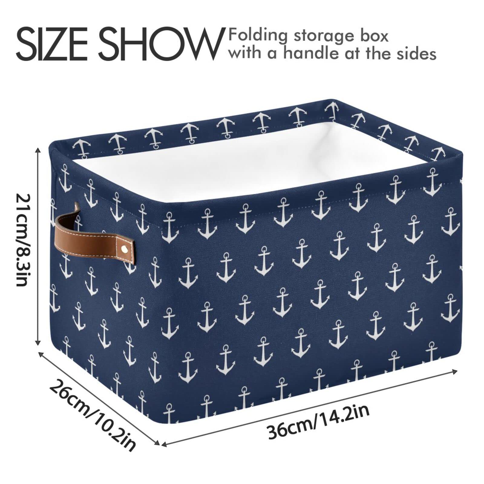 WIHVE Nautical Fabric Storage Bins with Handles - Closet & Shelf Organizer Baskets for Home, Office, and Kids Room Organization | Perfect for Toys, Books, and Laundry Storage
