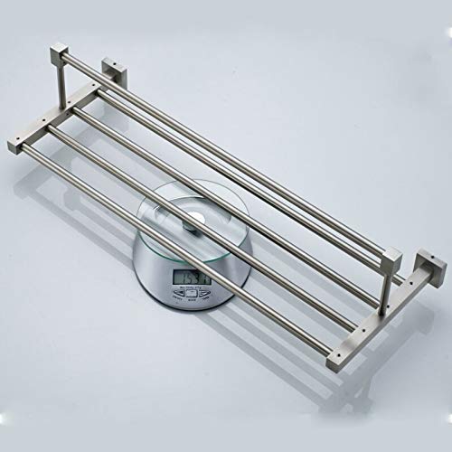 Stainless Steel Wall Mounted Foldable Bathroom Shelf & Towel Rack - 304 Grade Rustproof Organizer for Towels, Robes & Bath Accessories | Space-Saving Solution for Small Bathrooms & Spa-Like Showers