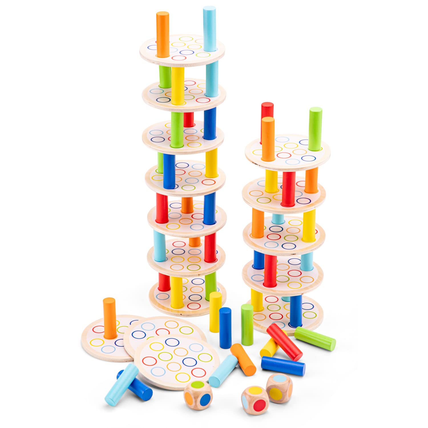 Classic Wooden Stacking Tower Balancing Game - 10809 - Fun Family Board Game for Kids & Adults - Perfect for Parties, Gifts & Indoor Activities
