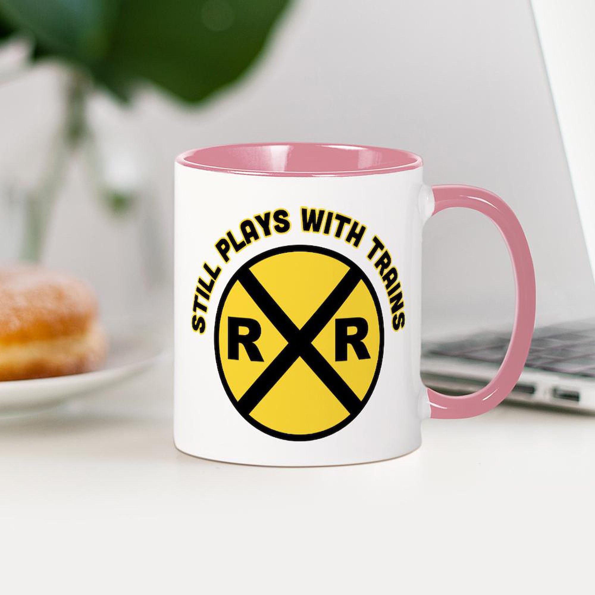 Still Plays With Trains 11 oz Ceramic Coffee Mug (325ml) - Funny Novelty Gift for Train Lovers, Perfect for Home, Office or Commuter Use