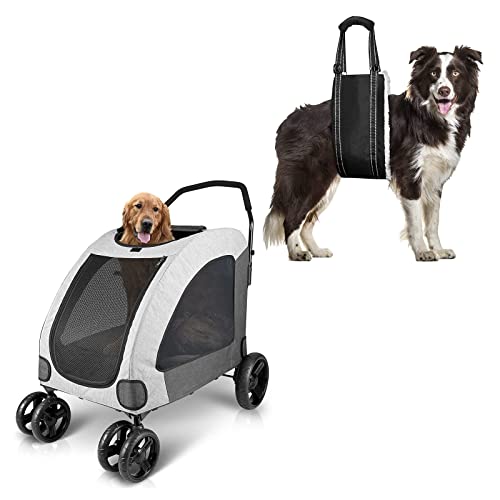 **Premium Large Dog Stroller & X-Large Dog Sling for Back Legs – Heavy Duty Pet Carrier for Female Dogs – Perfect for Walks, Vet Visits & Senior/Disabled Pets**