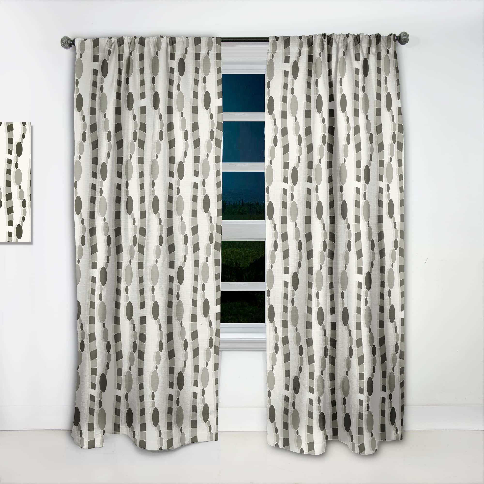 Monochrome Geometric Pattern VI Blackout Curtains - Thermal Insulated Single Panel (52x84 inches) for Bedroom & Living Room - Modern Window Drapes for Home Decor & Light Blocking