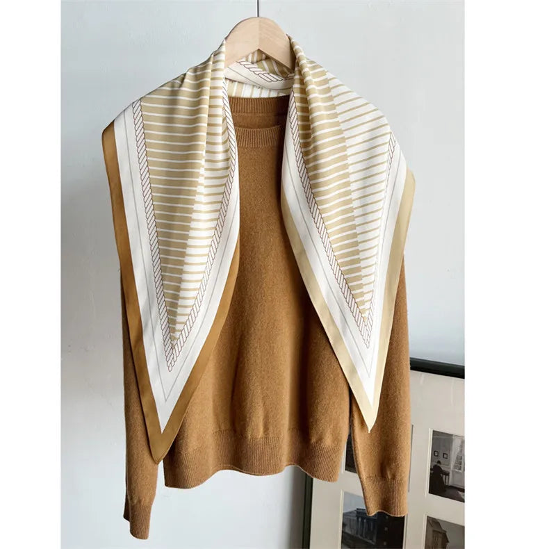 135cm Twill Silk Scarf for Women - Elegant Bandana & Fashion Kerchief Shawl - Perfect for Office, Travel and Special Occasions