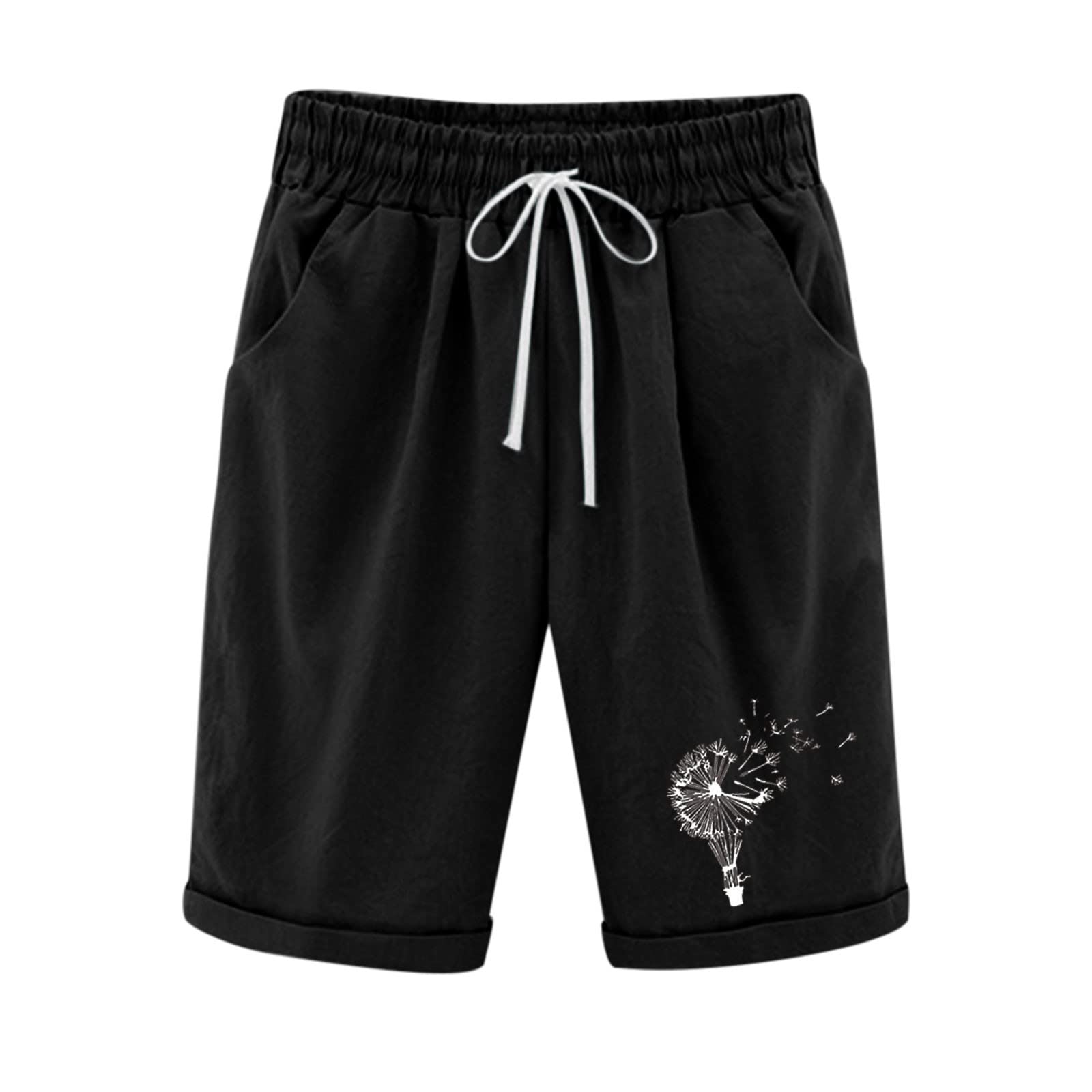 Women's White Beach Shorts - Summer Elastic Waist Casual Lightweight Shorts - Fun, Cute & Comfortable for Swimming, Vacation & Outdoor Activities