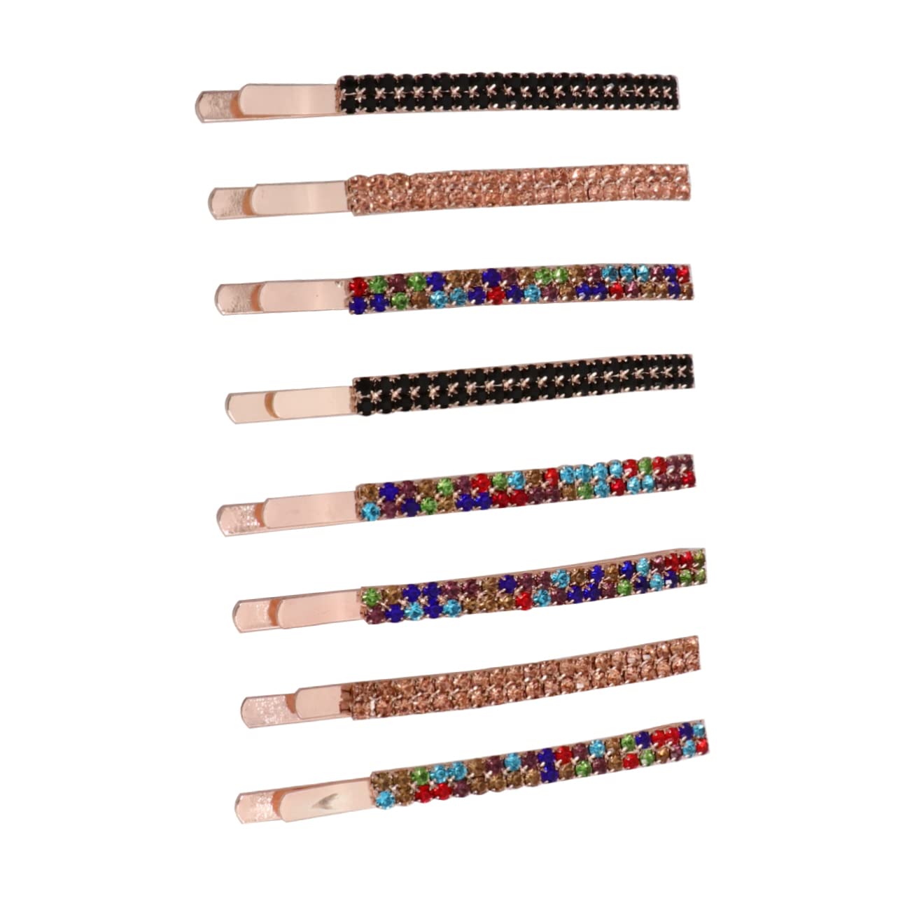 Sparkling Rhinestone Hair Clips Set - 8 Pcs Metal Barrettes for Women & Girls - Elegant Wedding Party Hair Accessories - Durable Mix Color Hairpins for Bridal, Prom, Birthday Gifts & Special Occasions