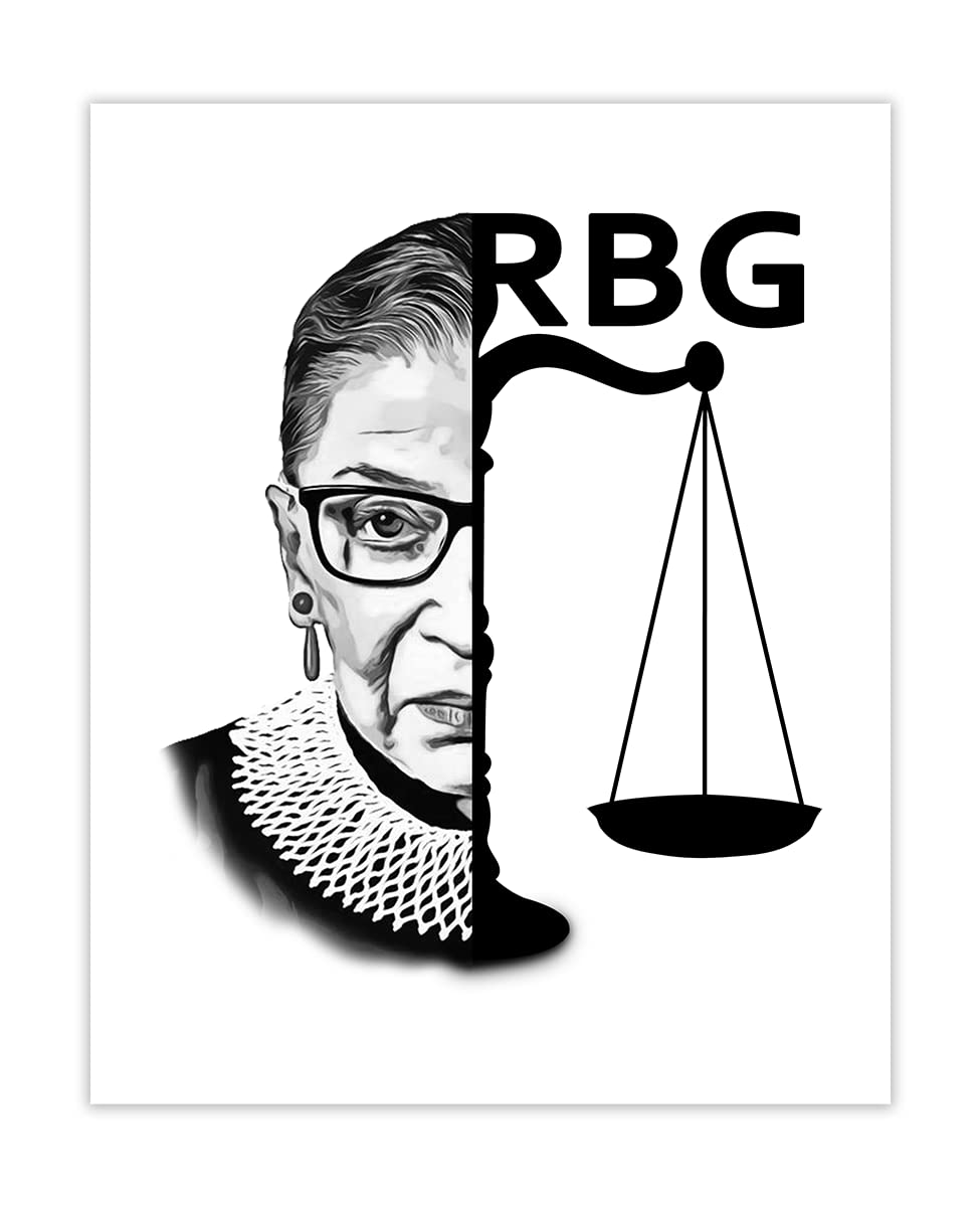 RBG Wall Art - 8x10 Inspirational Ruth Bader Ginsburg Poster, Motivational Quotes & Positive Affirmations Decor for Office, Bedroom, Living Room - Perfect Gift for Women & Men Lawyers, Feminists & Activists