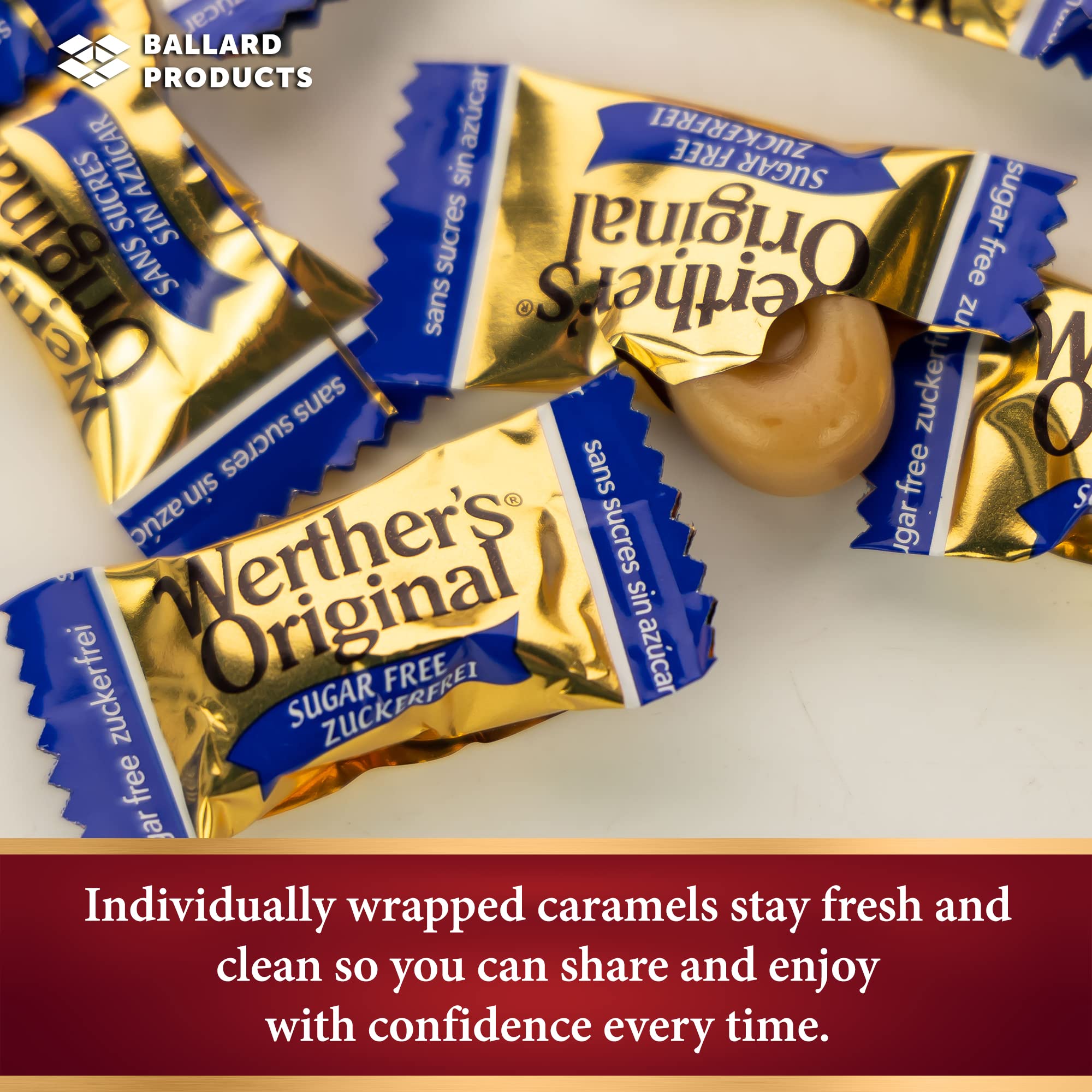 Sugar Free Werthers Original Hard Candy - 4 Pack (1.46oz Each) | Diabetic Friendly, Low Carb & Keto Snacks | Perfect for Office Treats, Travel Snacks & Gift Baskets