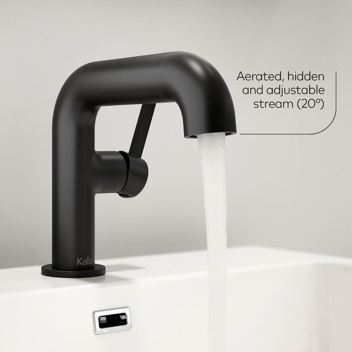 KALIA BASICO Single Hole Matt Black Lavatory Faucet with Push Drain and Overflow - Modern Bathroom Sink Faucet for Home, Hotel, and Commercial Use