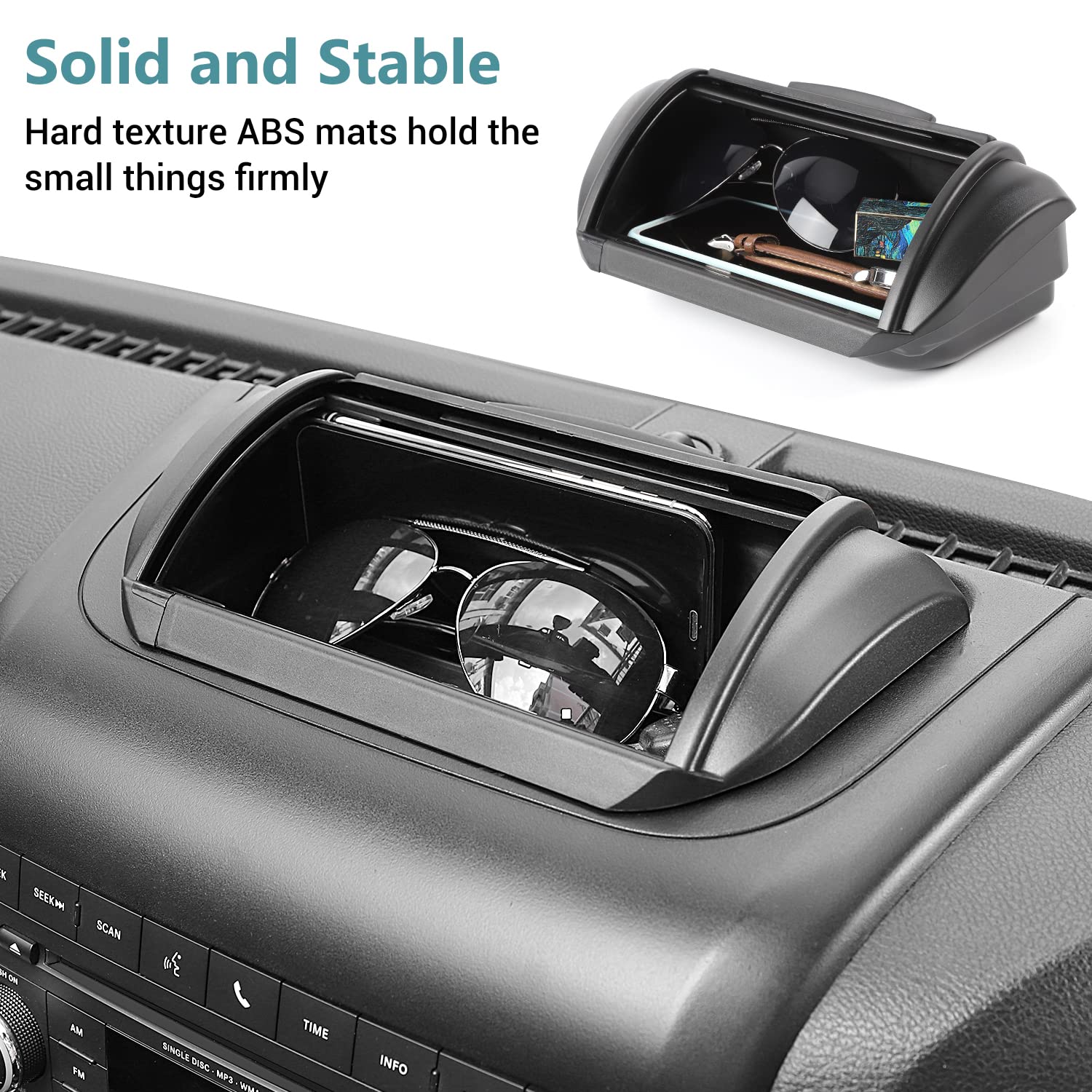 Jeep JK Dashboard Storage Organizer - Interior Accessory Tray Box for 2011-2017 Wrangler JK/JKU (2-Door & 4-Door Models) | Perfect for Sahara, Sport & Rubicon Trims | Keep Your Phone, Keys & Small Items Organized While Off-Roading
