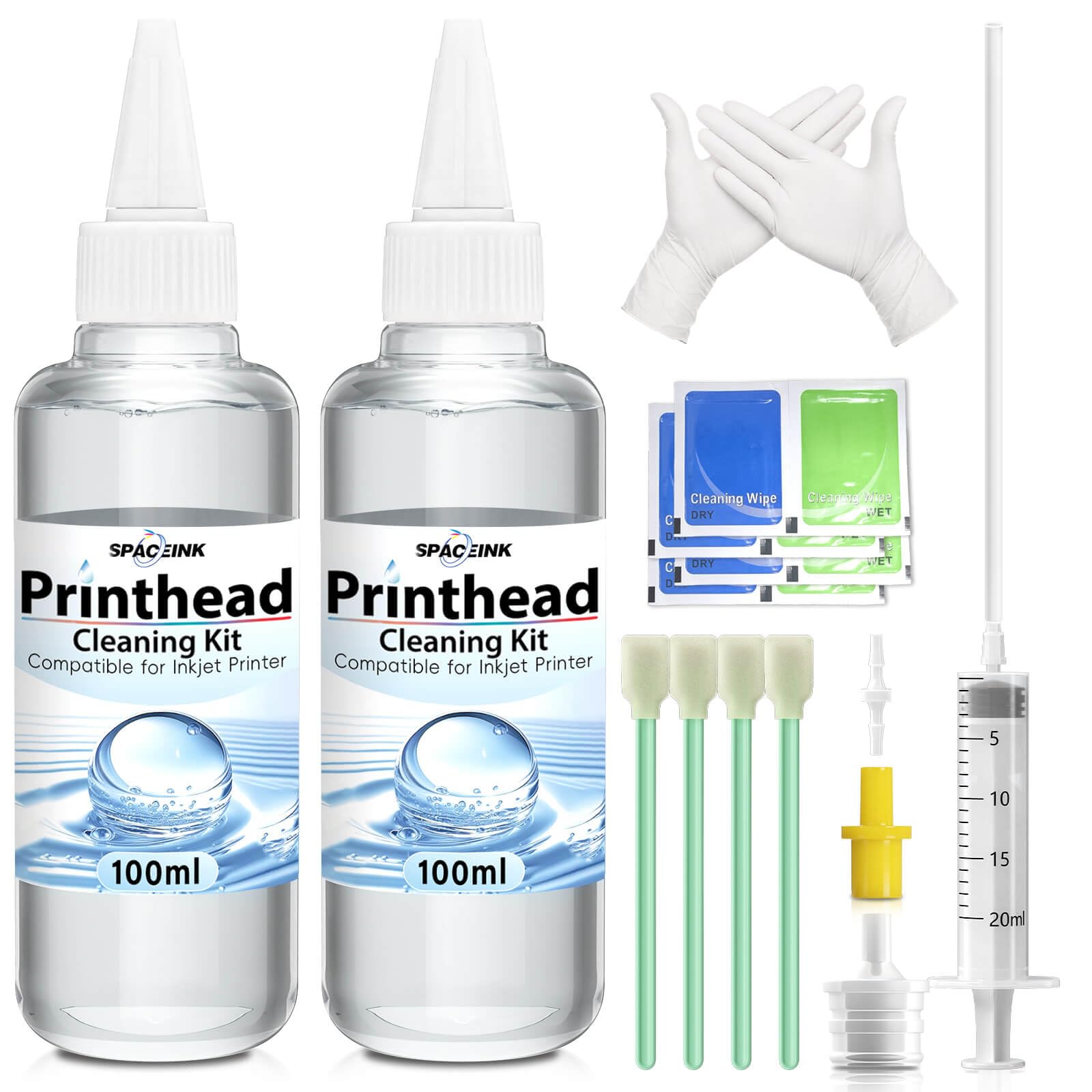 Epson Printer Printhead Cleaning Kit 200mL - Compatible with HP, Canon, Brother Inkjet Printers - Nozzle Cleaning Solution for Print Head Maintenance - Perfect for Office, Home & Photo Printing Use