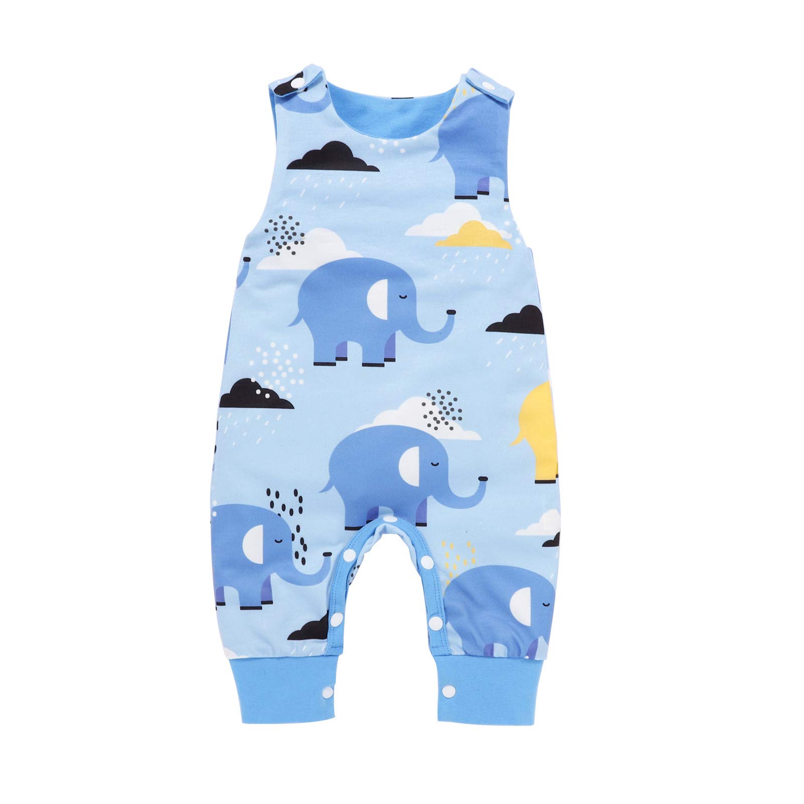 Digood Baby Boys & Girls Cute Cartoon Elephant Print Romper Jumpsuit - Newborn Infant Bodysuit Outfit for Playtime, Photo Shoots & Daily Wear
