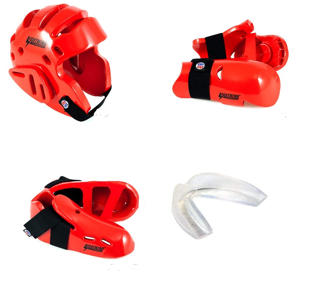 ProForce Lightning Karate Sparring Gear Set - 6-Piece Deluxe Package with Ultra Lightning Kicks & Free Mouth Guard | Perfect for Martial Arts Training, Competition & Self-Defense Practice