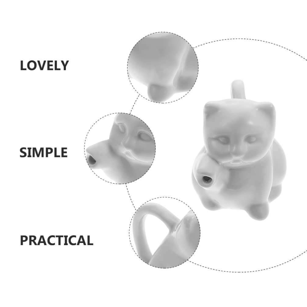 Cute Cat-Shaped Ceramic Creamer Pitcher Set - 2Pcs 50ml Milk Jug & Oil Vinegar Dispenser for Coffee, Tea, Soy Sauce - Perfect for Home, Cafe, and Kitchen Decor