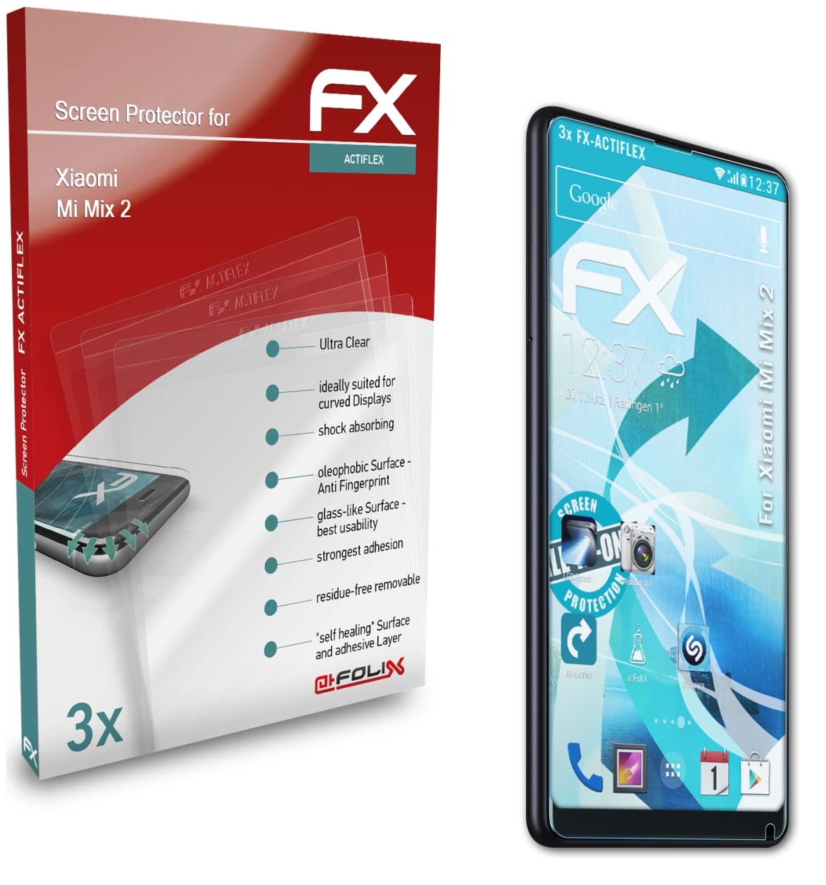 Xiaomi Mi Mix 2 Screen Protector - 3 Pack Ultra Clear Flexible Film FX Screen Protector for Scratch & Impact Protection - Perfect for Work, Travel & Daily Use