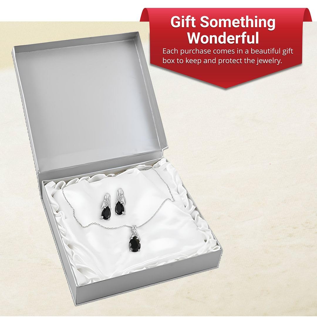Shop LC Women's Teardrop Pendant Necklace & Dangle Earrings Set - 925 Sterling Silver Stainless Steel Jewelry for Wedding, Birthday Gifts | Elegant Costume Jewelry Set for Everyday Wear & Special Occasions