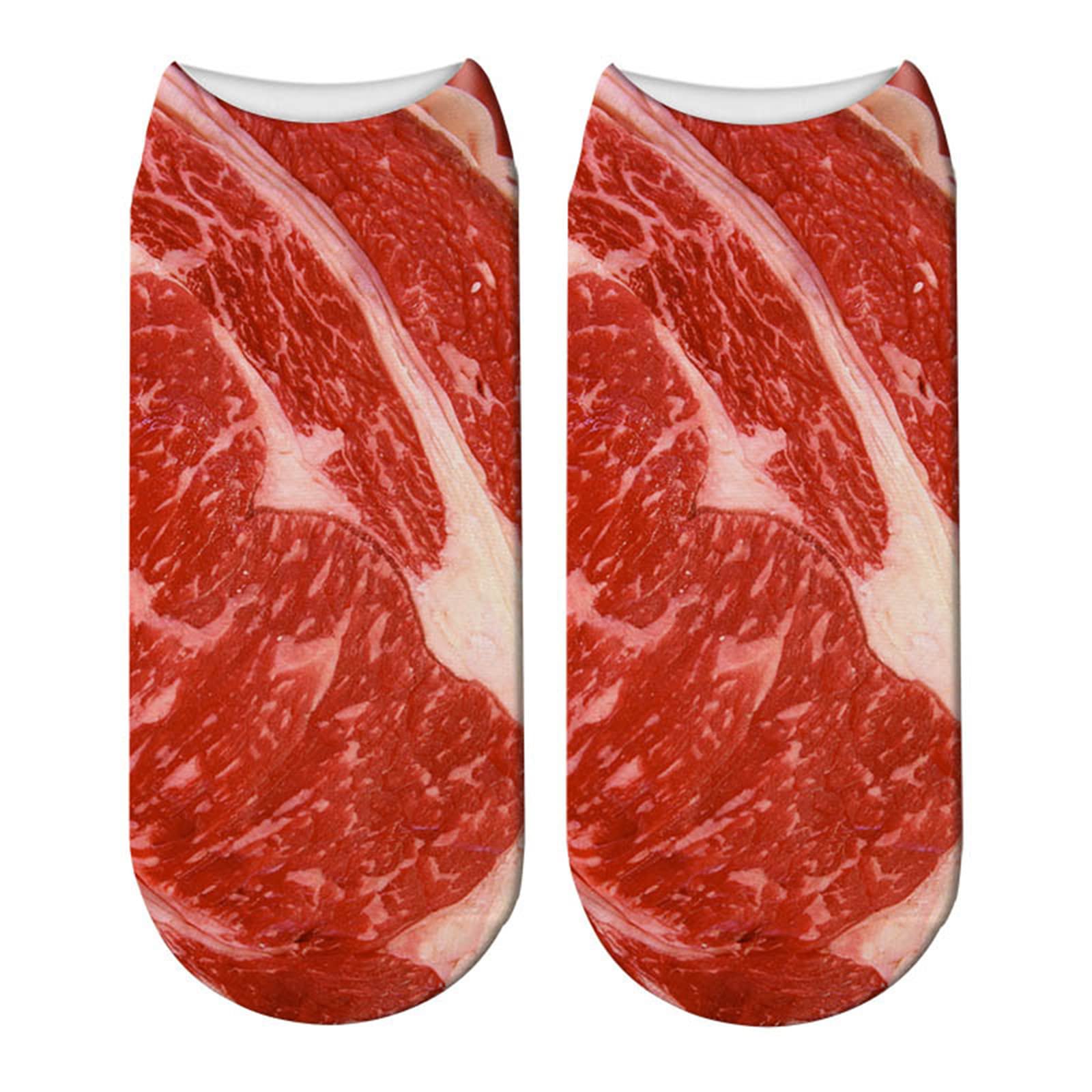 Funny Steak Socks for Women - Cute Meat Print Stockings - Unique Birthday Gifts for Her - Perfect for BBQ Parties, Cooking Enthusiasts & Food Lovers