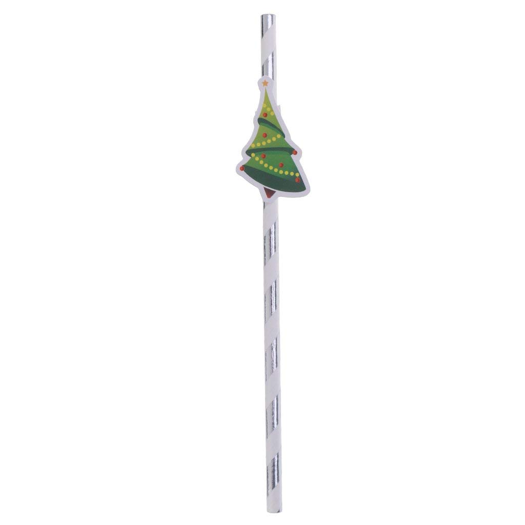 10pcs Christmas Themed Paper Drinking Straws - Decorative Holiday Party Straws for Christmas Celebrations, Tree & Lamp Designs - Perfect for Festive Tablescapes, Hot Cocoa Bars & Holiday Entertaining