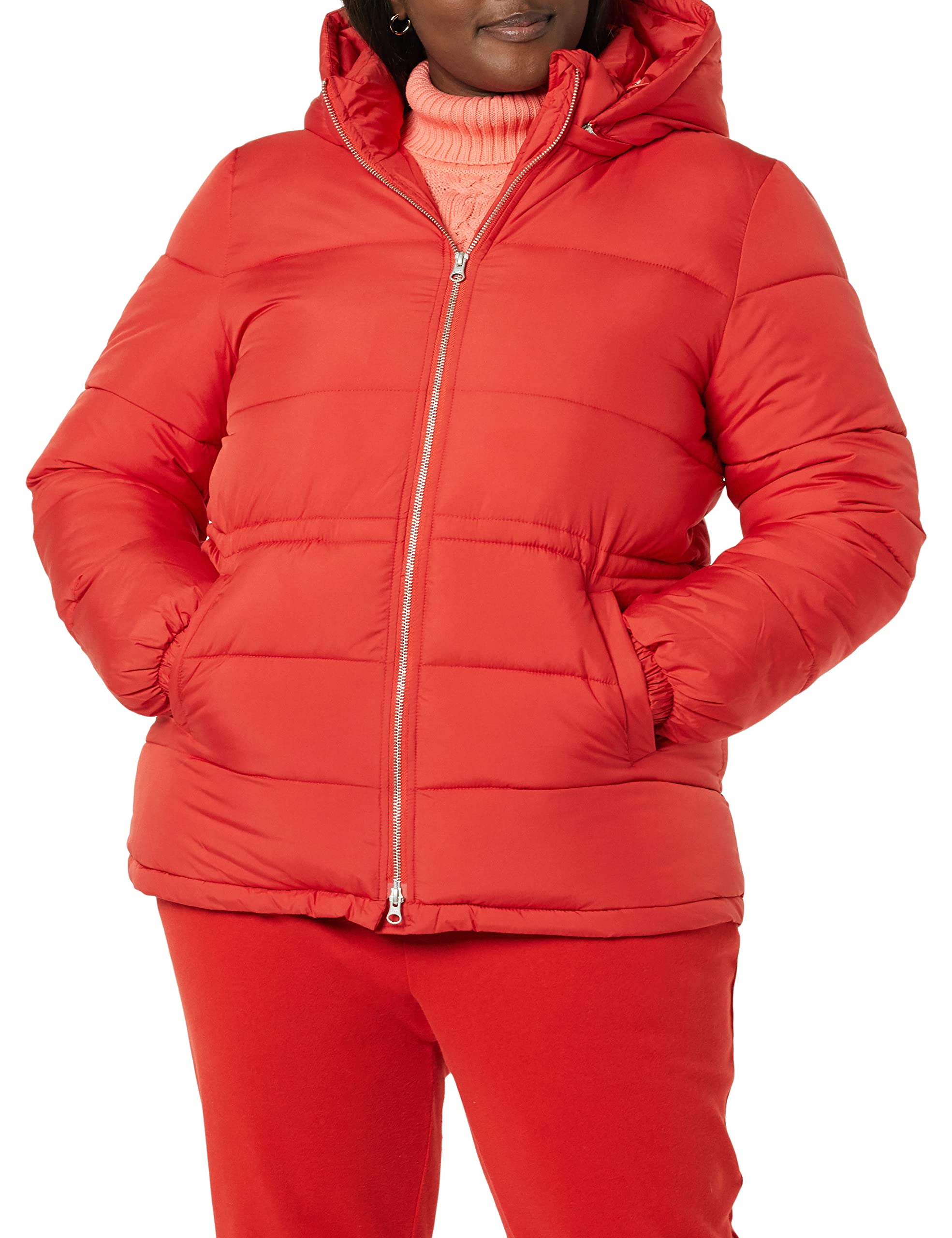 Amazon Essentials Women's Heavyweight Down Jacket with Adjustable Drawstring Waist - Warm Winter Coat for Cold Weather, Outdoor Activities & Daily Commute