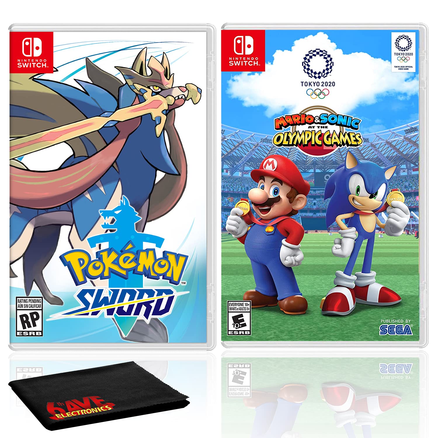 Nintendo Switch Pokemon Sword & Shield Bundle with Mario & Sonic at the Olympic Games Tokyo 2020 - Fun Family Video Game for Kids & Adults, Perfect for Parties & Holiday Gifts
