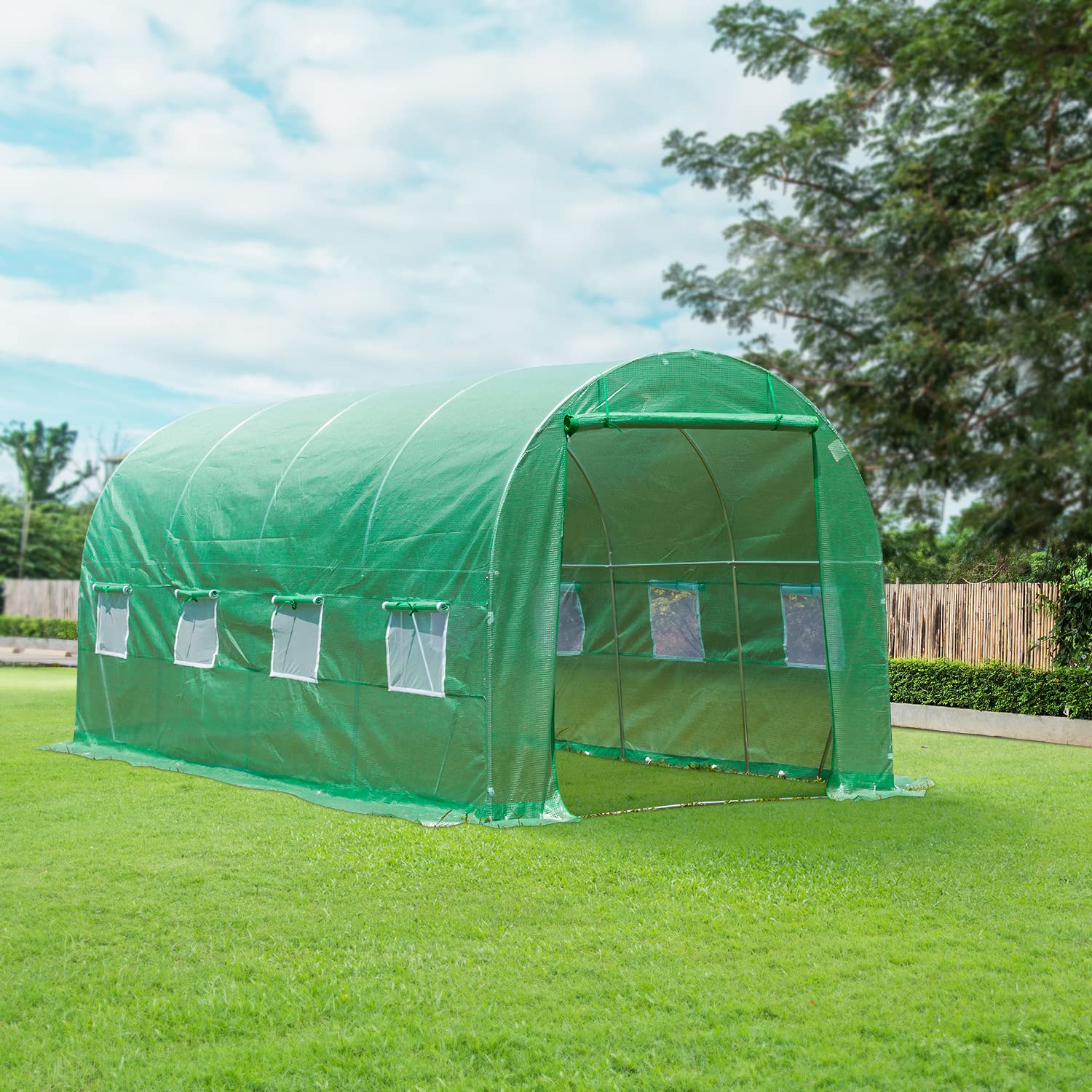 EROMMY 15'×6.6'×6.6' Walk-in Greenhouse - Large Portable Greenhouse with Reinforced Frame & 8 Ventilation Windows | Outdoor Plant Protection for Winter Gardening, Backyard Vegetables & Flower Cultivation