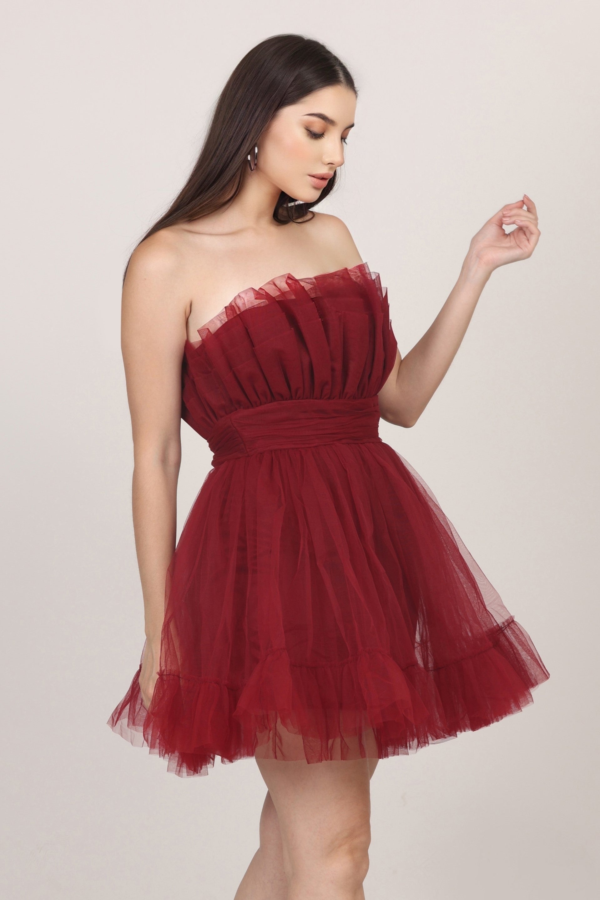 Astro Red Caspian Tulle Mini Dress for Women - Elegant Party, Cocktail & Evening Wear