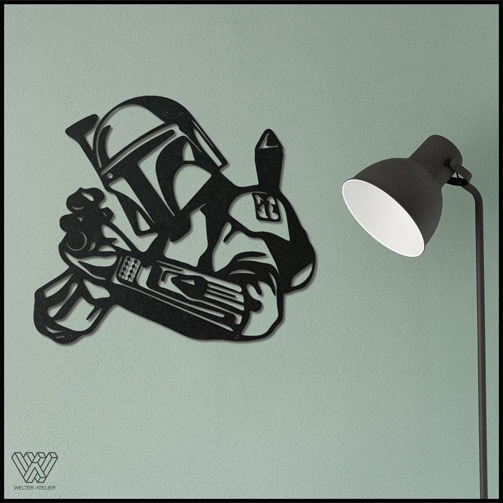 Boba Fett Metal Wall Art 27.5x30.7 Inches - Star Wars Themed Home Decor for Living Room, Bedroom, Kitchen & Bathroom - Indoor Outdoor Wall Hanging Decoration - Perfect for Sci-Fi Fans & Gift Giving