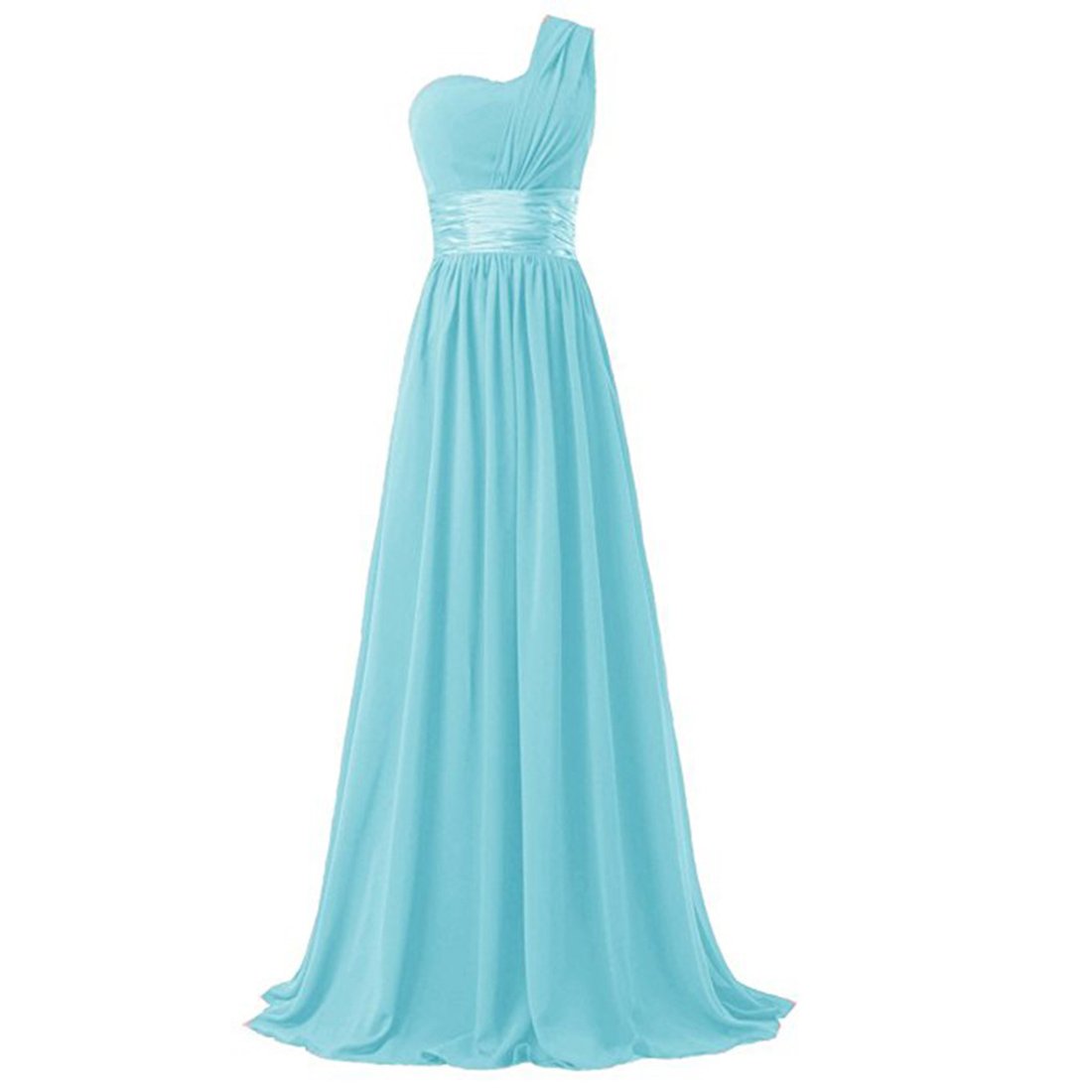Elegant One Shoulder Chiffon Evening Gown - Women's Floor Length Formal Dress for Weddings, Prom & Special Occasions