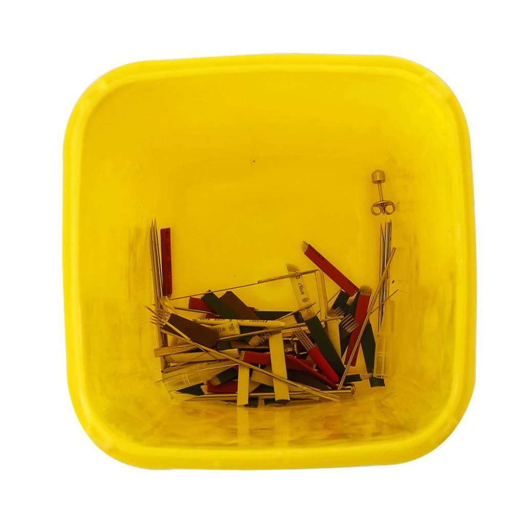 Sharps Bin - 1 Gallon Plastic Medical Waste Container for Tattoo Needles, Razor Blades & Shaver Slices | FDA-Compliant Needle Disposal Box | Safe for Home, Clinic & Tattoo Studio Use (Yellow)