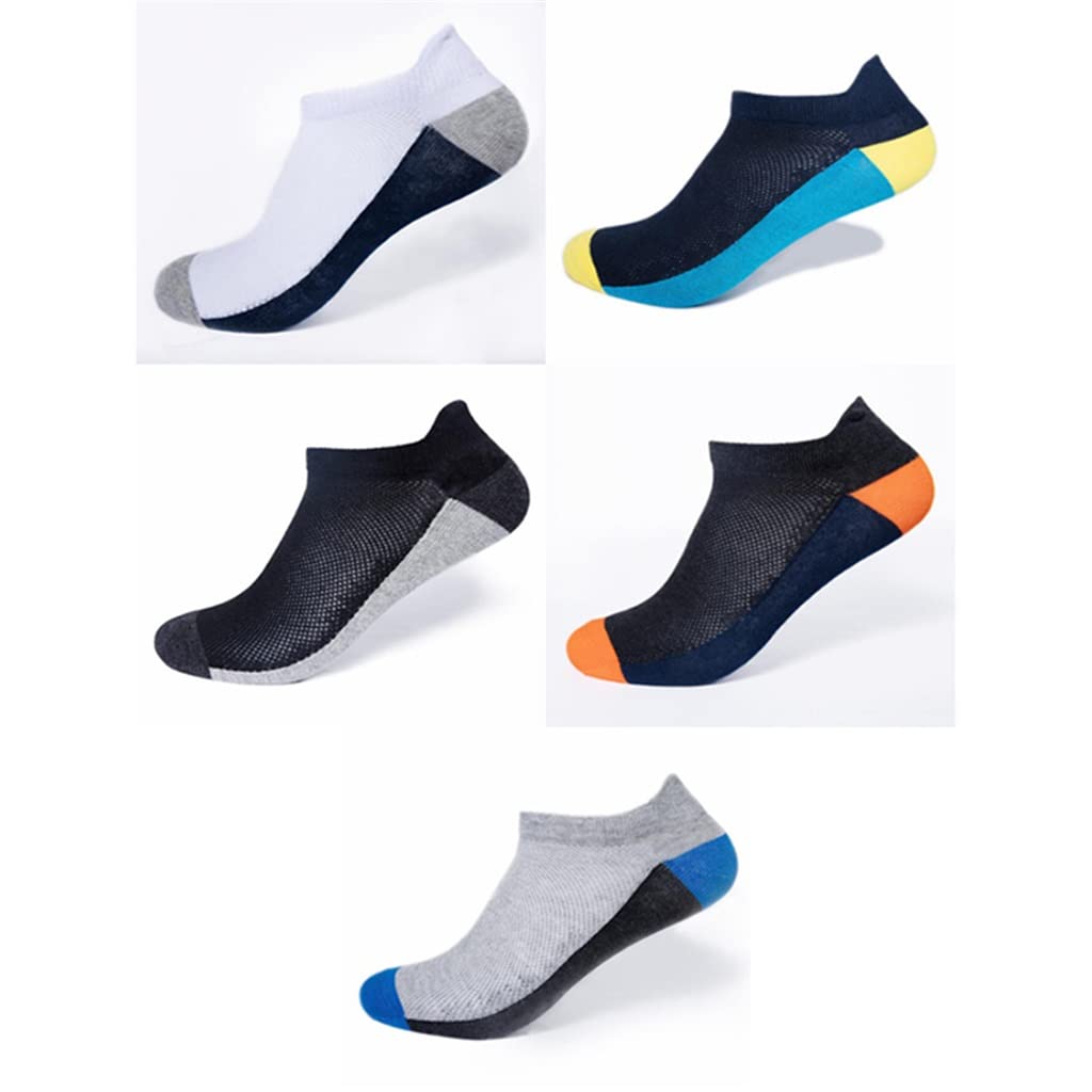 5 Pairs Large Size Men's Athletic Socks - Breathable Mesh Workout Socks for Running, Gym & Sports - Anti-Slip Cushioned Comfort Socks for Daily Wear (One Size, Multi-Color Pack)