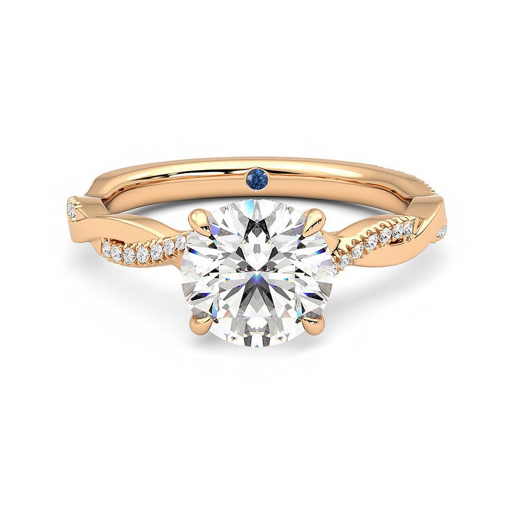 Exquisite Twisted Band Round Moissanite Engagement Ring with Hidden Anniversary Stone Accent - Perfect for Proposals, Weddings & Anniversary Gifts