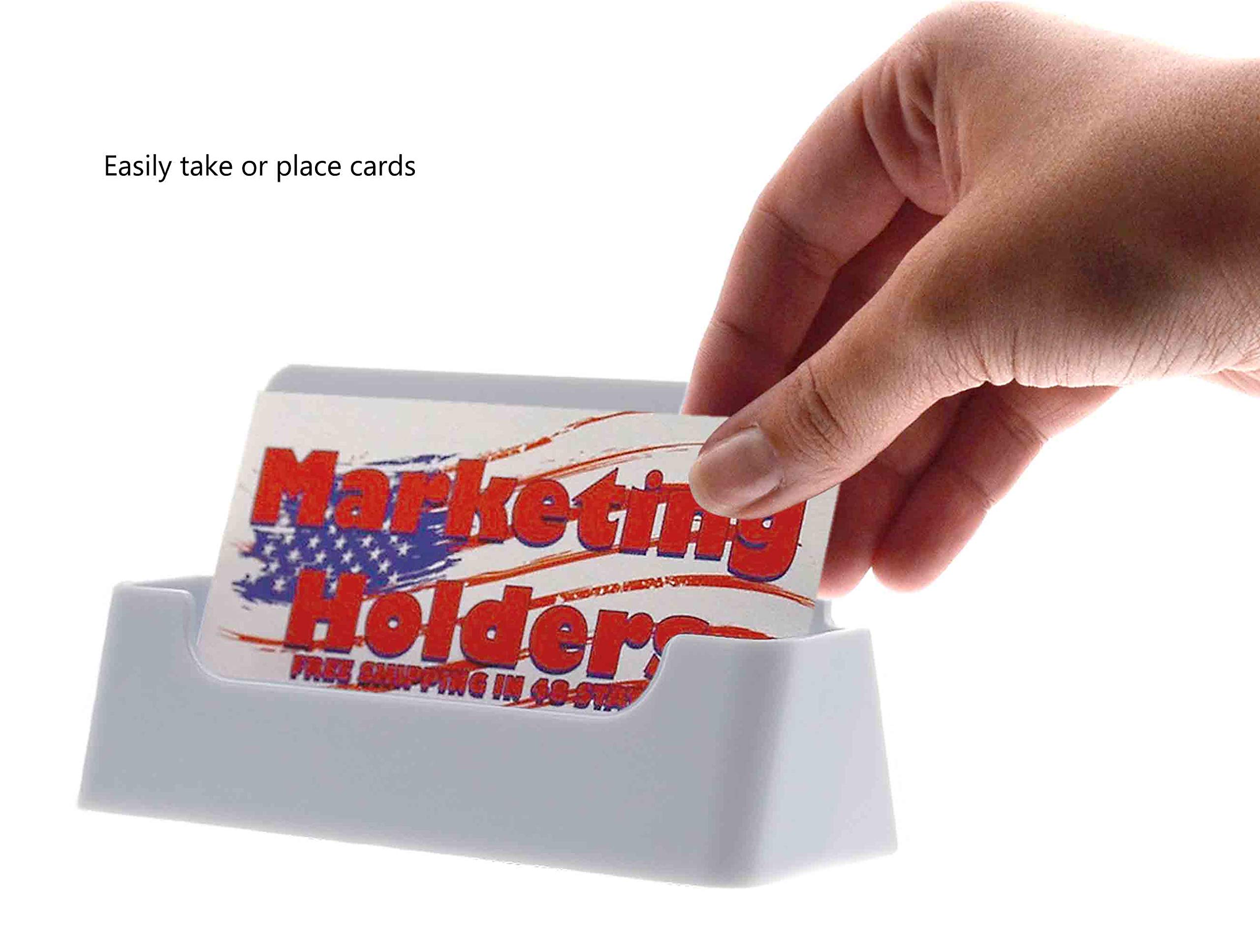 FixtureDisplays Acrylic Business Card Holder - Single Pocket White Desk Organizer for Office, Retail & Trade Shows | Compact Countertop Display for Professionals & Small Businesses