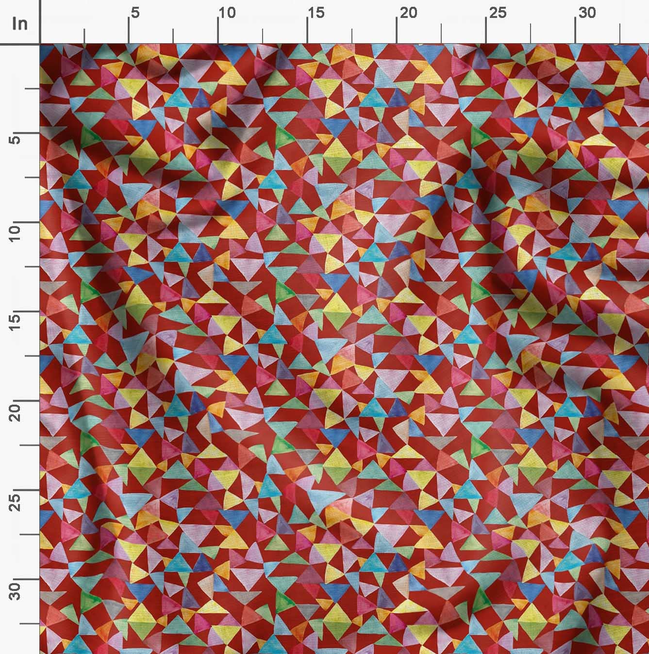 Soimoi Moss Georgette Brown Fabric by The Yard - 42 Inch Wide Geometric Print Fabric for Sewing, DIY Crafts & Home Decor | Triangle Pattern Chic Fabric for Dresses, Curtains & Creative Projects