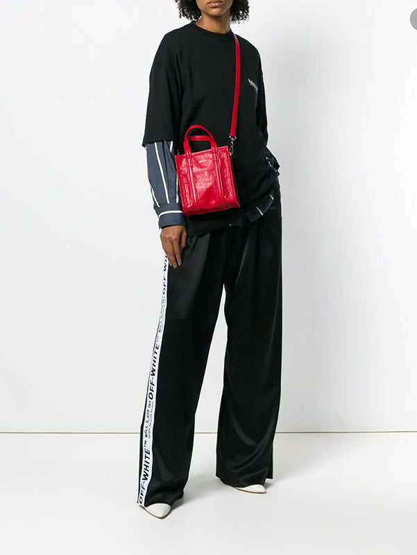Balenciaga Red XXS Bazaar Crossbody Tote Bag for Women - Stylish Mini Shoulder Handbag for Daily Use, Travel & Shopping