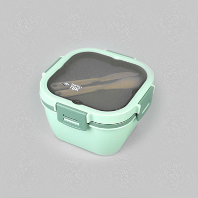 Bento Tek 58 oz BPA-Free Green Lunch Box with Fork & Knife - Microwave Safe, 7.25