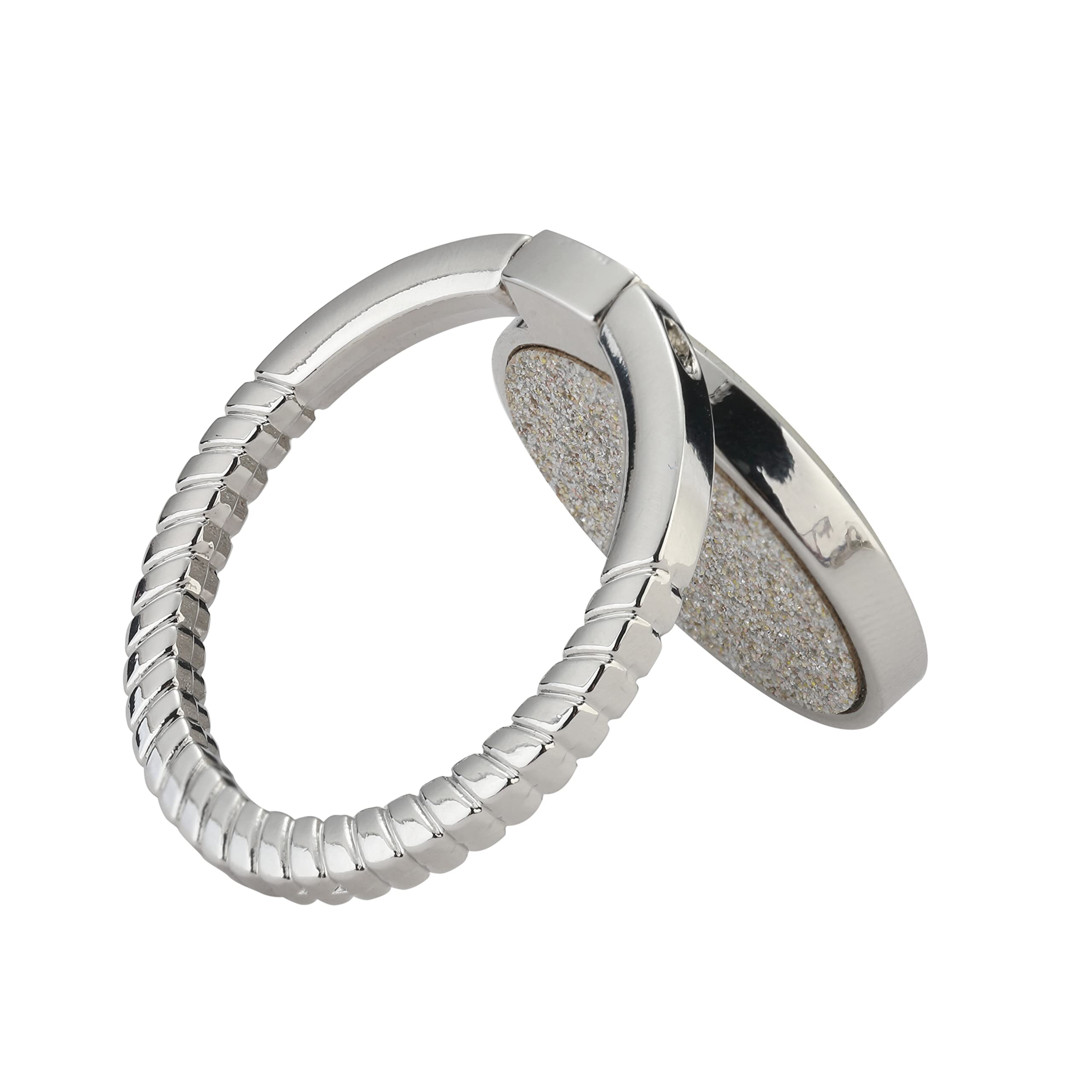 LAX Gadgets Cell Phone Ring Holder - Finger Grip & Stand for iPhone & Android - Sparkle Silver - Perfect for Work, Travel, and Selfies