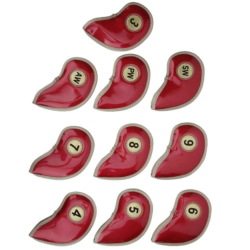 Premium Golf Iron Head Covers - Black & Red Club Protectors for Golf Irons | Durable & Stylish for Golf Bag Protection | Perfect for Driving Range & Course Play