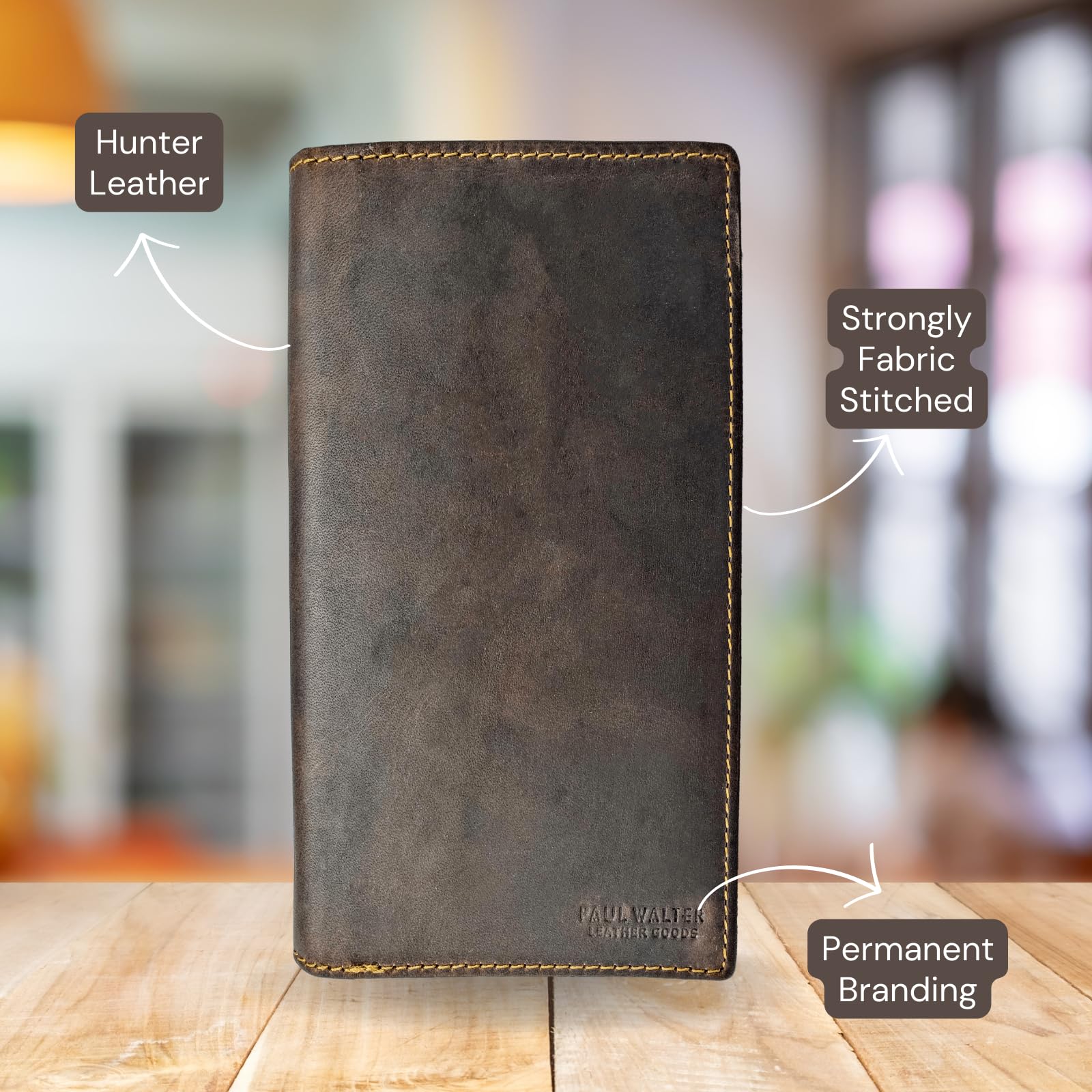 Vintage Hunter Antique Leather Checkbook Cover Wallet for Men & Women - RFID Blocking Protection | Perfect for Everyday Use, Travel & Business (Brown)