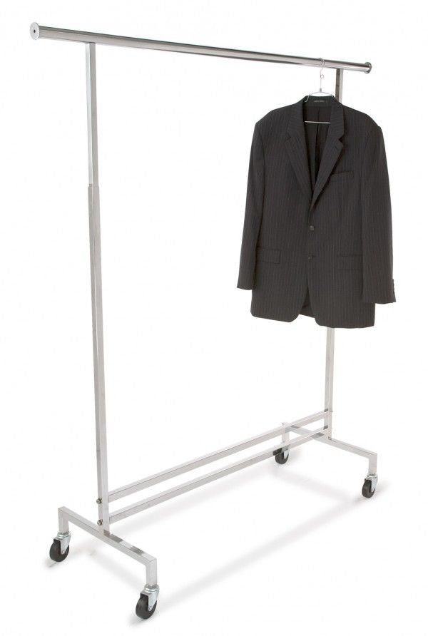 Single Rail Rolling Rack - Heavy Duty Garment Rack with Wheels for Clothing Storage, Retail Display, and Warehouse Organization | Perfect for Retail Stores, Closet Organization, and Commercial Use