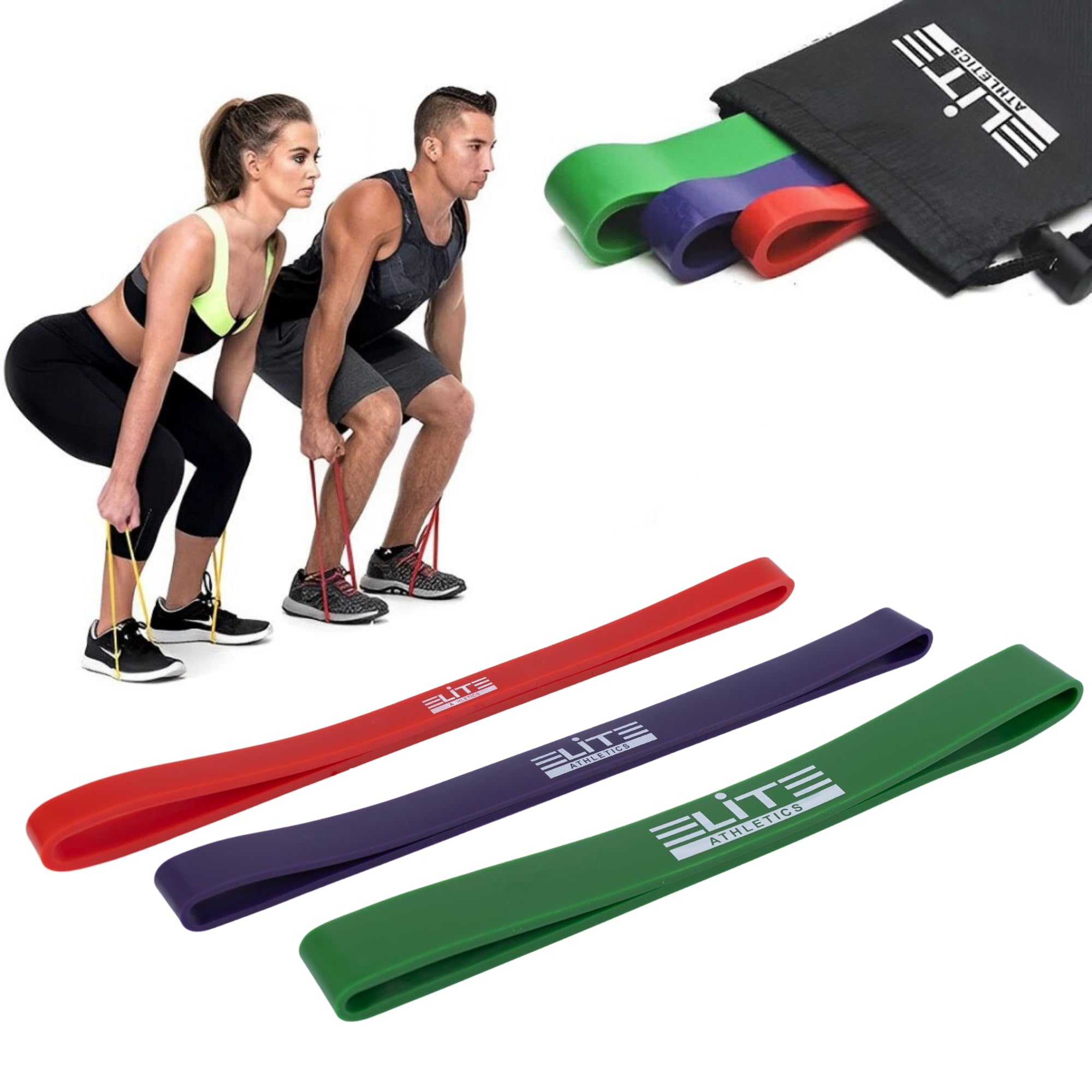 Premium Heavy Resistance Bands Set of 3 - Extra Thick Workout Bands for Deadlifts, Glute Activation & Booty Exercises - Ideal for Home Gym, CrossFit & Dynamic Warm Ups
