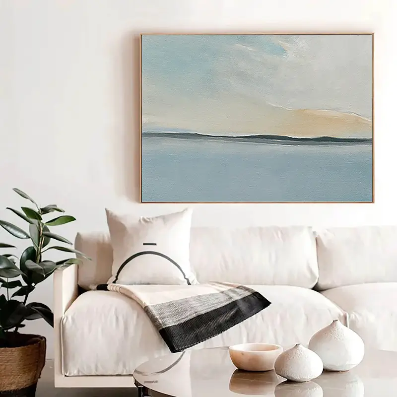 Ocean and Sky Painting - Handmade Canvas Art #OS023 for Home Decor, Office Wall Art, and Living Room Aesthetic