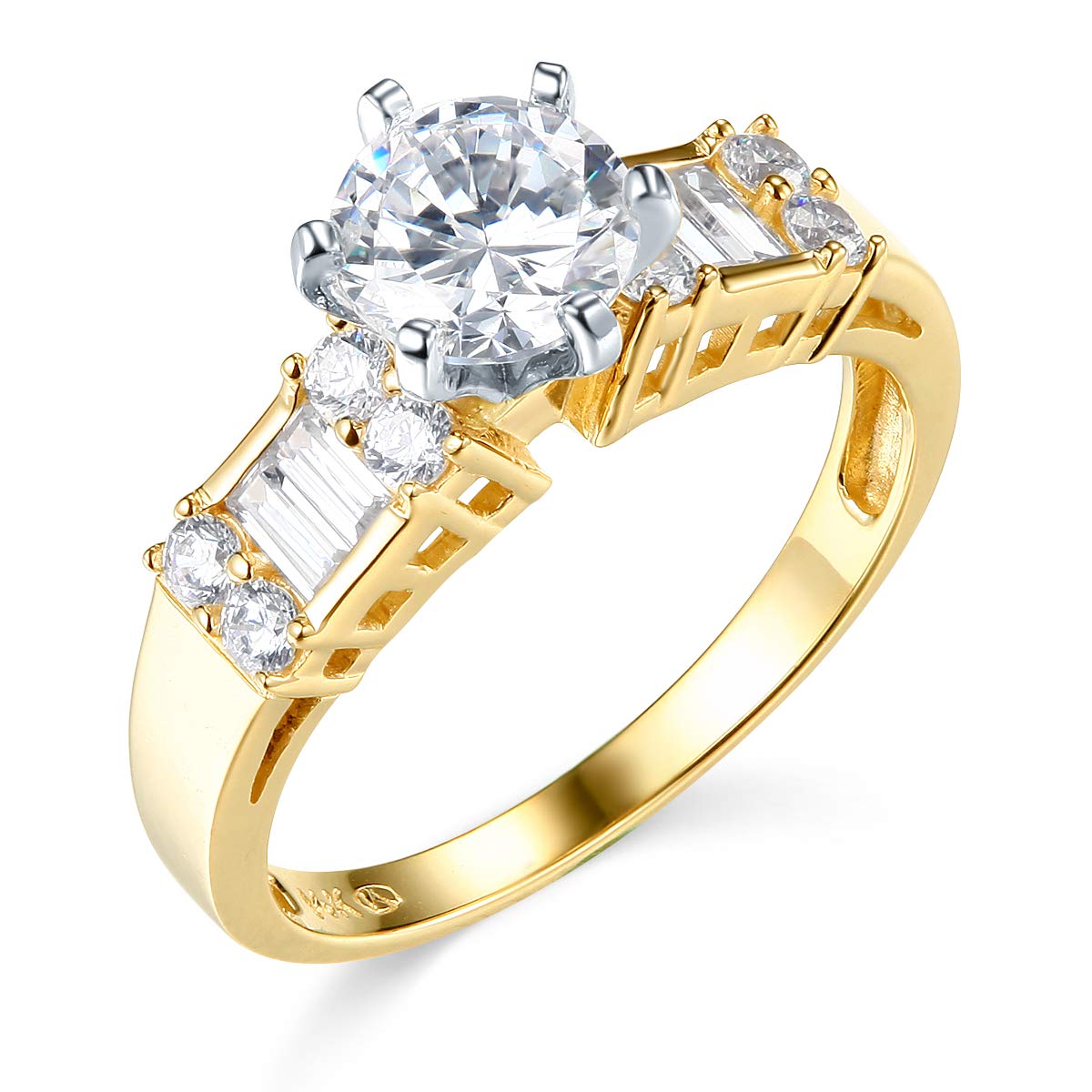 14K Yellow Gold Solid Wedding Engagement Ring and Wedding Band 2-Piece Set - Size 8.5 - Perfect for Proposals, Anniversaries & Bridal Jewelry Gifts
