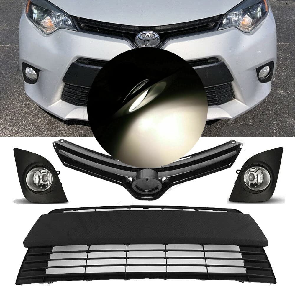 2014-2016 Toyota Corolla CE/LE Front Bumper Grill Set with Fog Lights for Road Safety