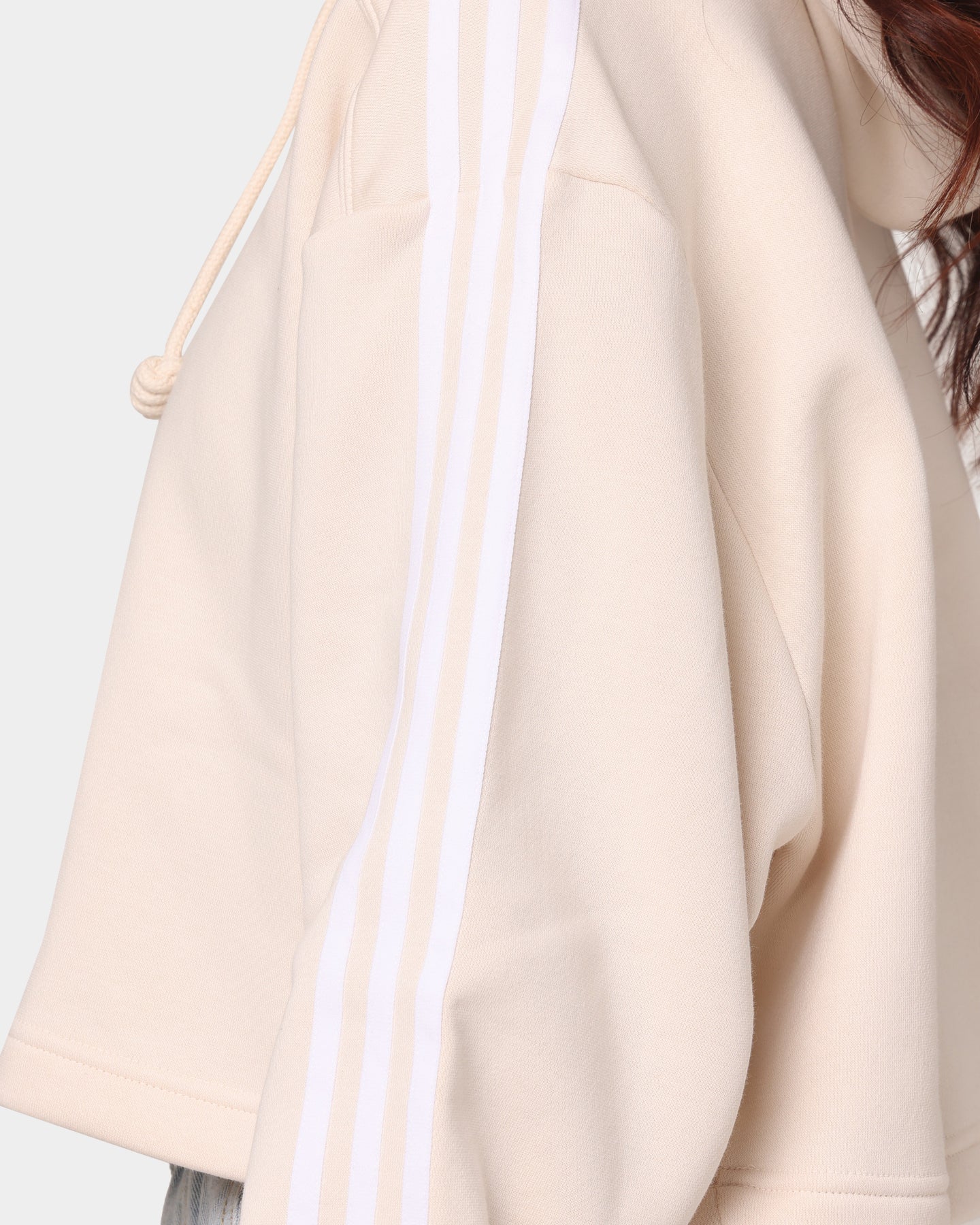 Adidas Women's Short Hoodie - Wonder White | Lightweight Athletic Pullover for Running, Gym & Casual Wear