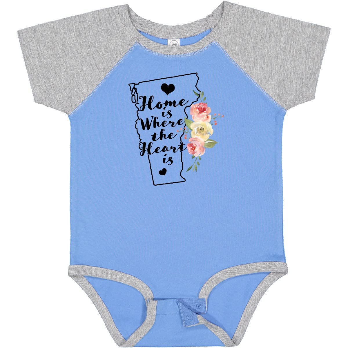 Inktastic Vermont Home is Where The Heart is Watercolor Baby Bodysuit - Soft Cotton Onesie for Newborns, Infants & Toddlers - Perfect for Family Photos, Holidays & Everyday Wear